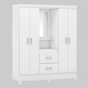 Ver imagem 6 de Guarda Roupa Solteiro 4 Portas com Espelho e 2 Gavetas Loanda - Branco/rosa/branco
