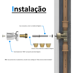Kit Reparo Salva Registro Pressão Chuveiro Universal Metal:Amarelo/Cromado - 4