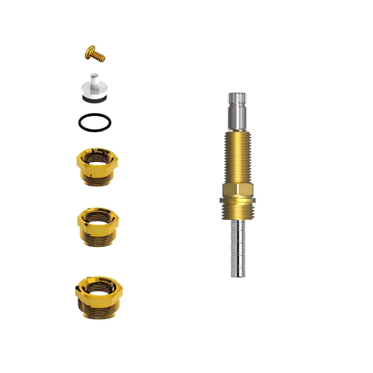 Kit Reparo Salva Registro Pressão Chuveiro Universal Metal:Amarelo/Cromado