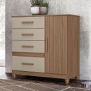 Ver imagem 2 de Cômoda para Quarto 98cm com 4 Gavetas Baco Carvalho/fendi Z17 - Mpozenato