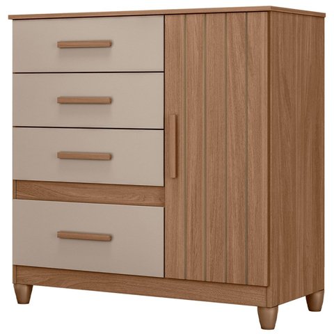 Cômoda para Quarto 98cm com 4 Gavetas Baco Carvalho/fendi Z17 - Mpozenato