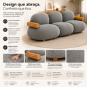 Ver imagem 7 de Sofá Leaf 250 cm 3 Lugares Orgânico Luxo Sala de Estar:Bouclê Cinza Escuro