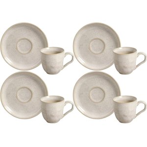 Jogo 4 Xícaras de Café Bio Latte 120ml com Pires Cerâmica Stoneware Porto Brasil Mesa Posta