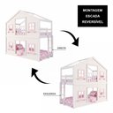 Ver imagem 5 de Beliche Montessoriano Casinha Dos Sonhos com Fechamento Inferior em Madeira Maciça Branco/Rosa