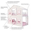 Ver imagem 4 de Beliche Montessoriano Casinha Dos Sonhos com Fechamento Inferior em Madeira Maciça Branco/Rosa