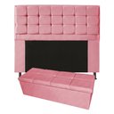 Ver imagem 1 de Kit Cabeceira + Calçadeira Baú Copenhague King Size 195cm Suede - Renascer Decor:Rosa