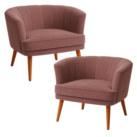 Kit 2 Poltronas para Recepção Sala de Espera Estrutura Reforçada Tecido Veludo Premium