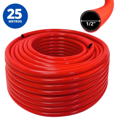 Mangueira De Jardim 25m Metros Siliconada Dupla Camada 1/2" Vermelha | Ledmang