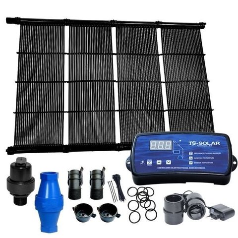 KIT AQUECIMENTO SOLAR PISCINA 16 PLACAS 2MT+ CONTROL+ VALVS