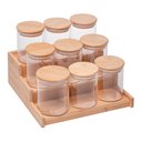 Ver imagem 1 de Conjunto Porta Temperos 9 Peças Vidro com Suporte de Bambu Wolff