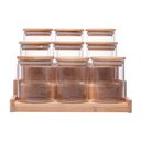 Ver imagem 2 de Conjunto Porta Temperos 9 Peças Vidro com Suporte de Bambu Wolff