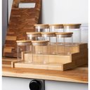 Ver imagem 3 de Conjunto Porta Temperos 9 Peças Vidro com Suporte de Bambu Wolff