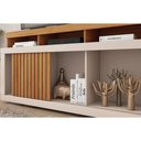Ver imagem 3 de Rack Bancada P/ Tv até 55 Pol Dragon C/ Nicho e Rodízios 136cm Freijo/off White - Caemmun