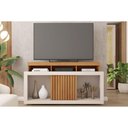 Ver imagem 1 de Rack Bancada P/ Tv até 55 Pol Dragon C/ Nicho e Rodízios 136cm Freijo/off White - Caemmun