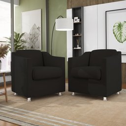 Poltrona Decorativa Escritório Cadeira Manicure Suede Cor:Preto - 2