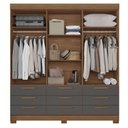 Ver imagem 2 de Guarda Roupa Colombo 6 Portas 9 Gavetas Jatobá Grafite Acetinado - Santos Andirá