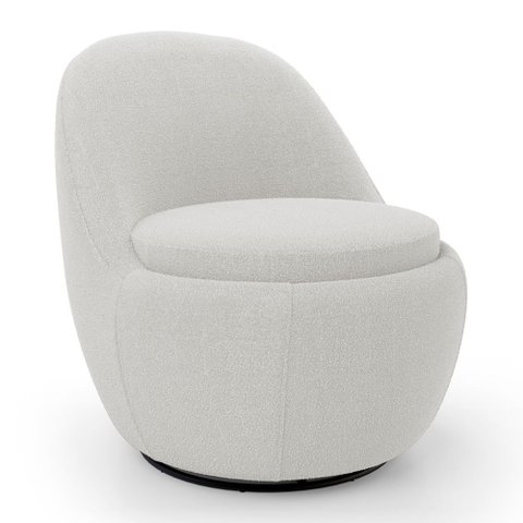 Poltrona Orgânica Living Memphis Base Giratória Bouclê Off White - Abmaza