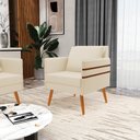 Ver imagem 2 de Kit 02 Poltronas Mari Linho Bege A19 Pés Palito Castanho - D’Rossi