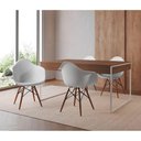 Ver imagem 1 de Mesa Jantar Industrial Amêndoa 137X90Cm Base Ferro Branco Com 4 Poltronas Brancas E Cor: Amendoa