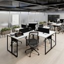 Ver imagem 2 de Escrivaninha Ilha em L Estação de Trabalho Mesa Industrial 240x78cm Office Branco