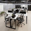 Ver imagem 7 de Escrivaninha Ilha em L Estação de Trabalho Mesa Industrial 240x78cm Office