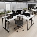 Ver imagem 5 de Escrivaninha Ilha em L Estação de Trabalho Mesa Industrial 240x78cm Office Branco