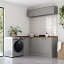 Ver imagem 1 de Lavanderia Modulada 05 Peças 100% MDF com Balcão Canto Reto Cinza/Nature Americana