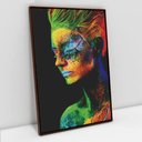 Ver imagem 1 de Quadro Decorativo Mulher Colors em Tela Canvas Tacolado Moldura Flutuante 4,5cm Madeira 80 X 120cm