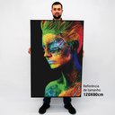 Ver imagem 2 de Quadro Decorativo Mulher Colors em Tela Canvas Tacolado Moldura Flutuante 4,5cm Madeira 80 X 120cm