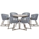 Ver imagem 1 de Mesa com 6 Cadeiras de Jantar Roma 120cm e Noronha em Alumínio Marrom Corda Náutica Estofado 11 Tram