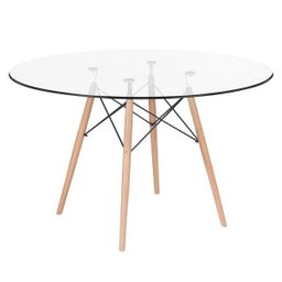 Mesa Eames Eiffel Redondo Tampo de Vidro 110cm - 1