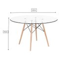 Ver imagem 4 de Mesa de Sala e Jantar Eames Eiffel Redondo Tampo 110 cm de Vidro Temperado Base de Madeira