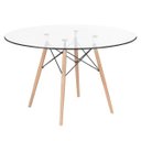 Ver imagem 2 de Mesa de Sala e Jantar Eames Eiffel Redondo Tampo 110 cm de Vidro Temperado Base de Madeira