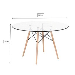 Mesa Eames Eiffel Redondo Tampo de Vidro 110cm - 3