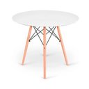 Ver imagem 2 de Conjunto de Mesa 4 Cadeiras Brancas Eames Eiffel 90cm Base Madeira Tampo Branco