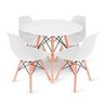 Conjunto de Mesa 4 Cadeiras Brancas Eames Eiffel 90cm Base Madeira Tampo Branco - 3