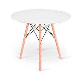 Conjunto de Mesa 4 Cadeiras Brancas Eames Eiffel 90cm Base Madeira Tampo Branco - 2