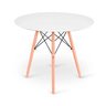 Conjunto de Mesa 4 Cadeiras Brancas Eames Eiffel 90cm Base Madeira Tampo Branco - 2