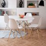 Conjunto de Mesa 4 Cadeiras Brancas Eames Eiffel 90cm Base Madeira Tampo Branco - 1