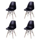 Ver imagem 3 de Conjunto Mesa 4 Cadeiras Pretas Eiffel 90cm Base Madeira Tampo Branco