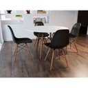 Ver imagem 1 de Conjunto Mesa 4 Cadeiras Pretas Eiffel 90cm Base Madeira Tampo Branco