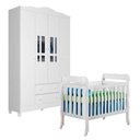 Ver imagem 1 de Berço Americano Lila e Guarda Roupa Infantil Ariel 4 Portas Branco Brilho - Carolina