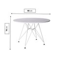 Ver imagem 2 de Mesa Eames Ferro Branco Tampo Redondo Madeira Branco 90cm