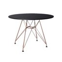 Ver imagem 1 de Mesa Eiffel Redonda 90cm Tampo de Madeira Preto com Base de Ferro Cobre