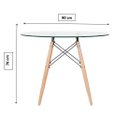 Ver imagem 4 de Mesa de Sala e Jantar Eames Eiffel Redonda Tampo de Vidro 90cm com Base de Madeira