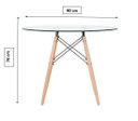 Ver imagem 4 de Mesa de Sala e Jantar Eames Eiffel Redonda Tampo de Vidro 90cm com Base de Madeira