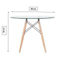 Ver imagem 4 de Mesa Eames Eiffel Redonda Tampo de Vidro 90cm com Base de Madeira