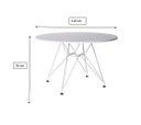 Ver imagem 2 de Mesa Eames Ferro Branco Tampo Redondo Madeira Branco 110cm