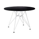 Ver imagem 1 de Mesa Eames Ferro Branco Tampo Redondo Madeira Preto 110cm