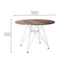 Ver imagem 2 de Mesa Eiffel Redonda 110cm Tampo de Madeira Amendôa com Base de Ferro Branco